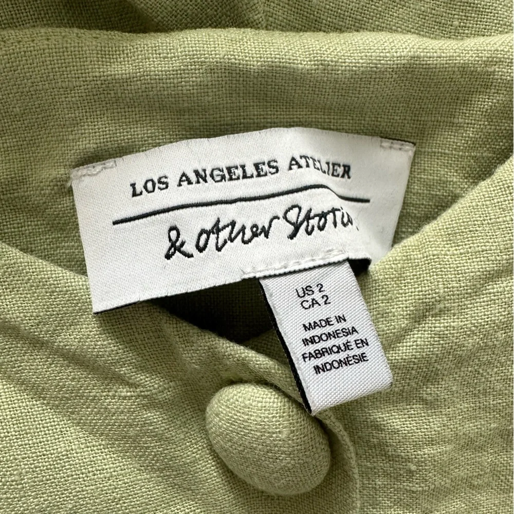 & Other Stores (Los Angeles Atelier) - Sage Green Linen Romper - 2 US - Picture 7 of 8